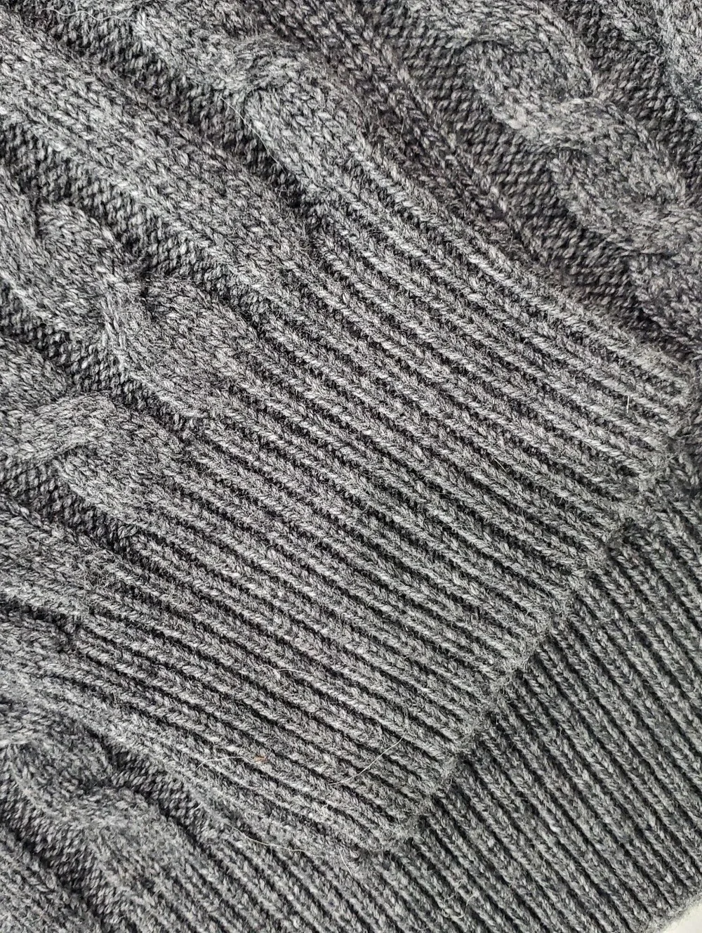 NWT J. Crew Knit Turtleneck Sweater Gray XL Cableknit Fisherman Lambs Wool Blend